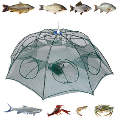 Zorpupoa fishing trap net with durable nylon mesh and eight frame rods.