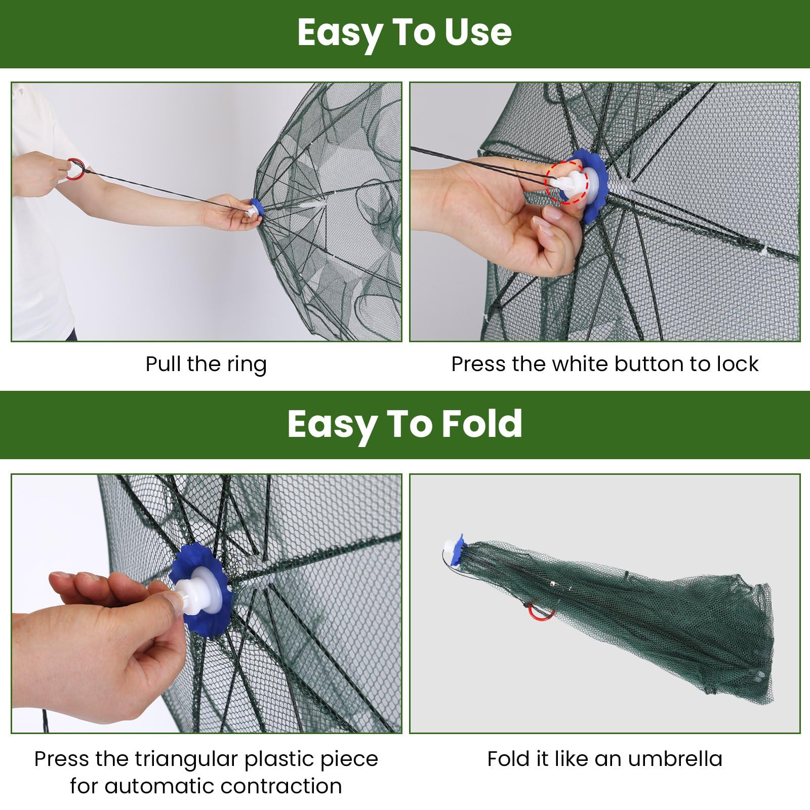 Zorpupoa top locking button enables quick deployment.