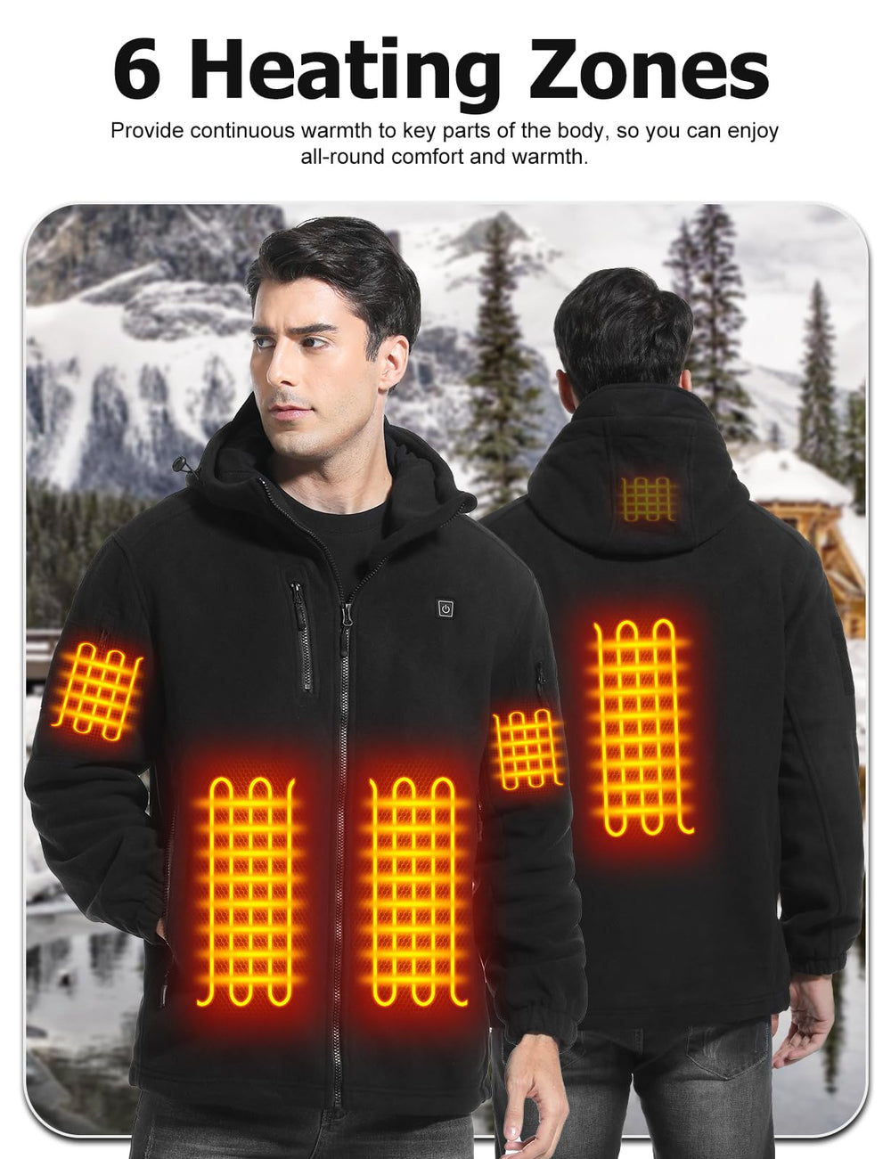 Zorvix heated jacket neck heat zone blocks icy winds for comfort.