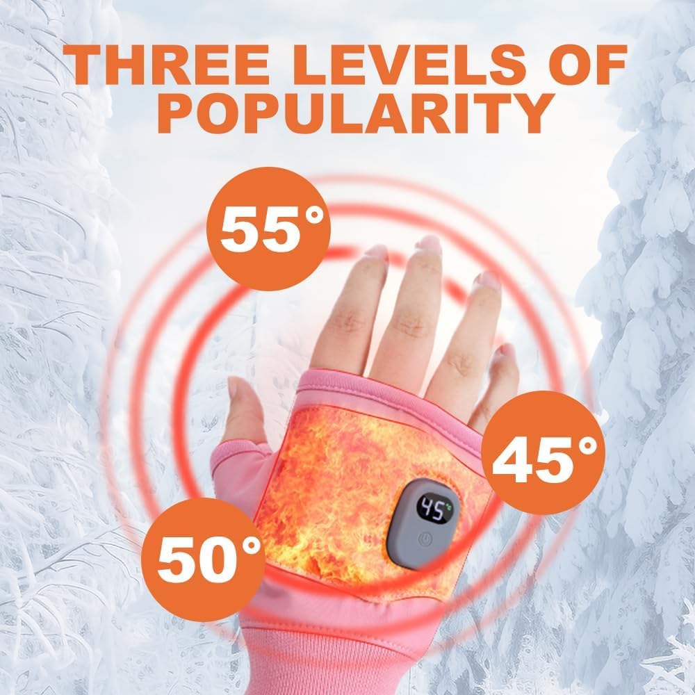 ZRW heated gloves for women pink, typing-friendly use on smartphone