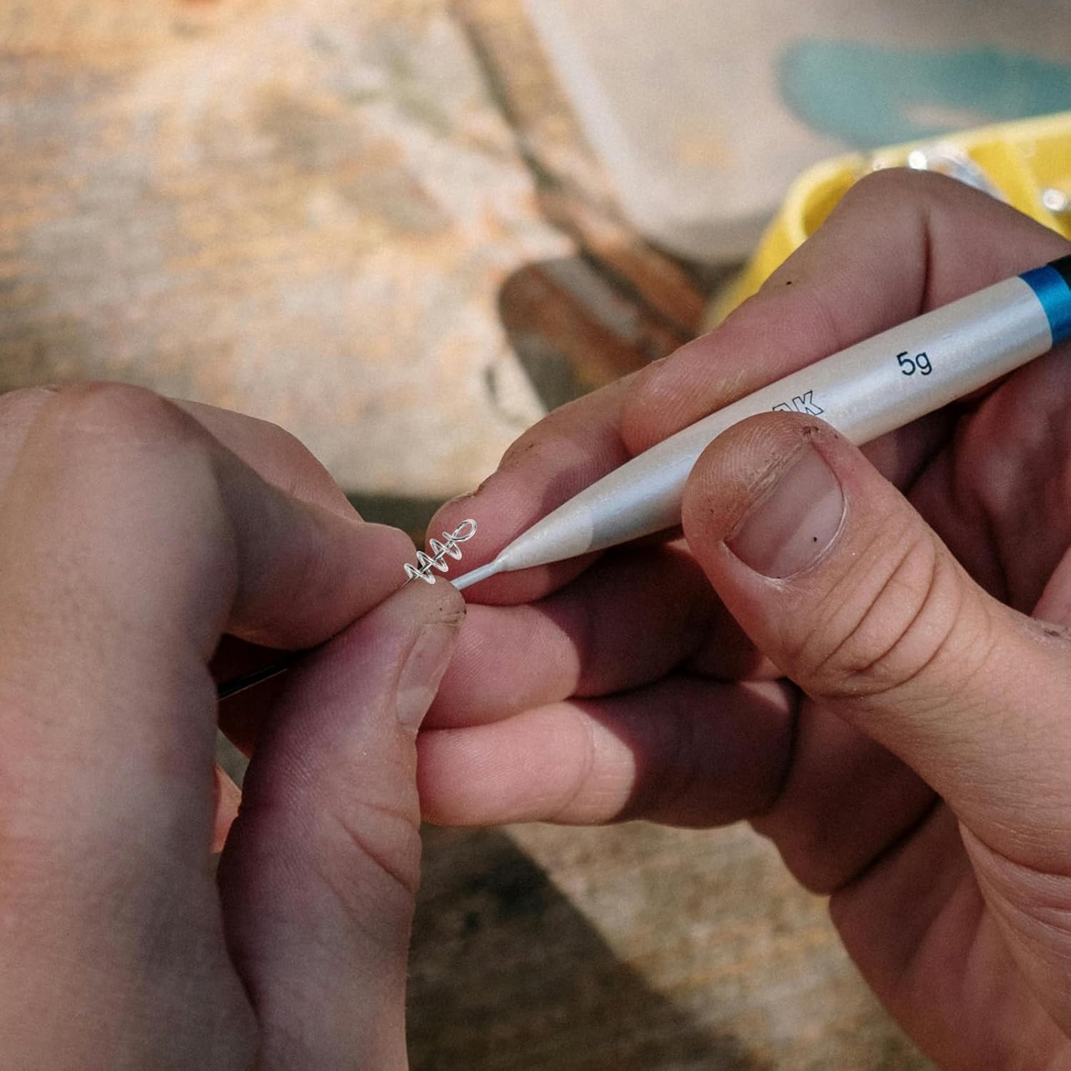 Outdoor fishing tools and worm baits in kit