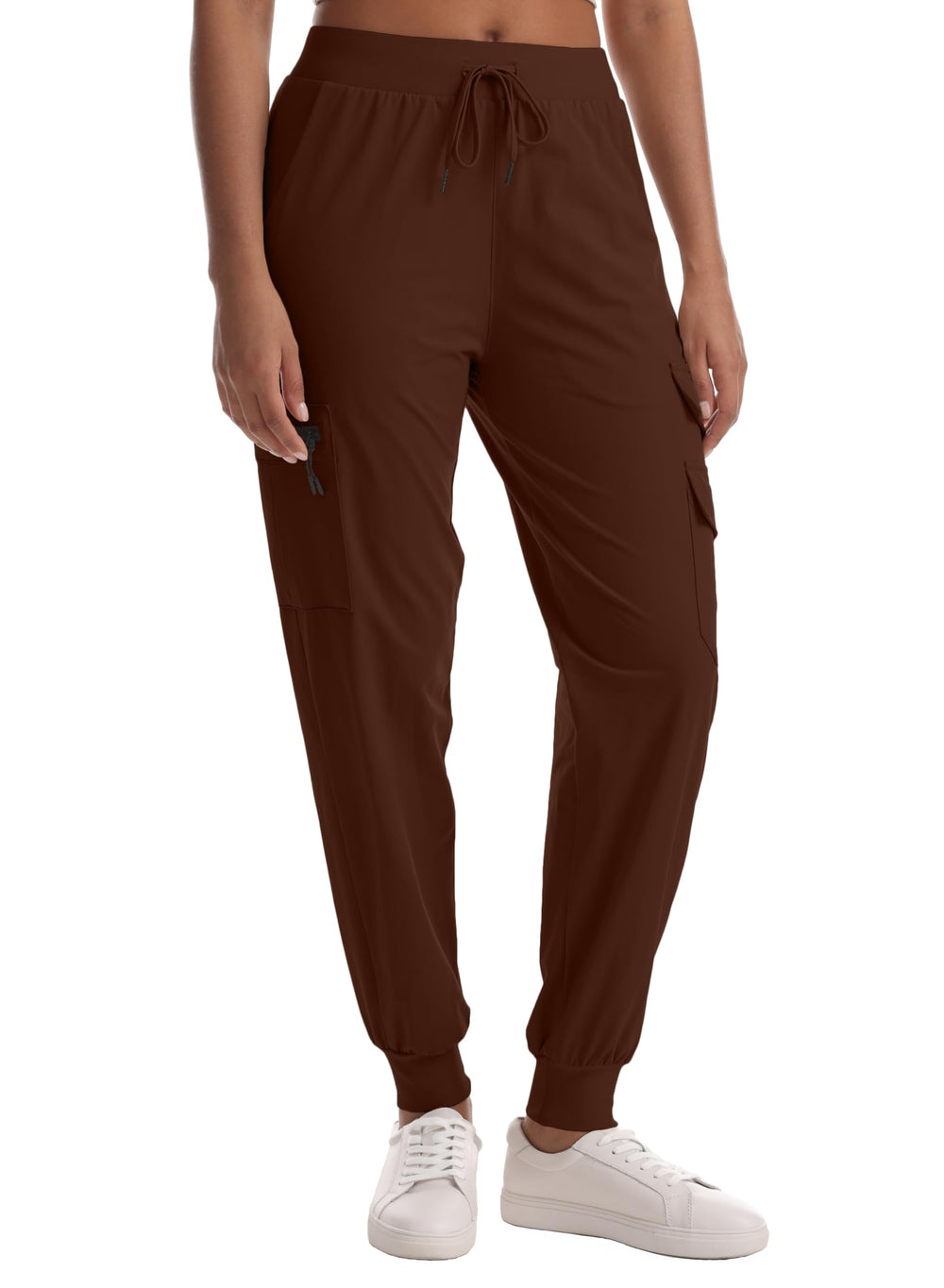 zsenoxaxi women's cargo joggers coffee stretchy hem for sporty look and easy wear