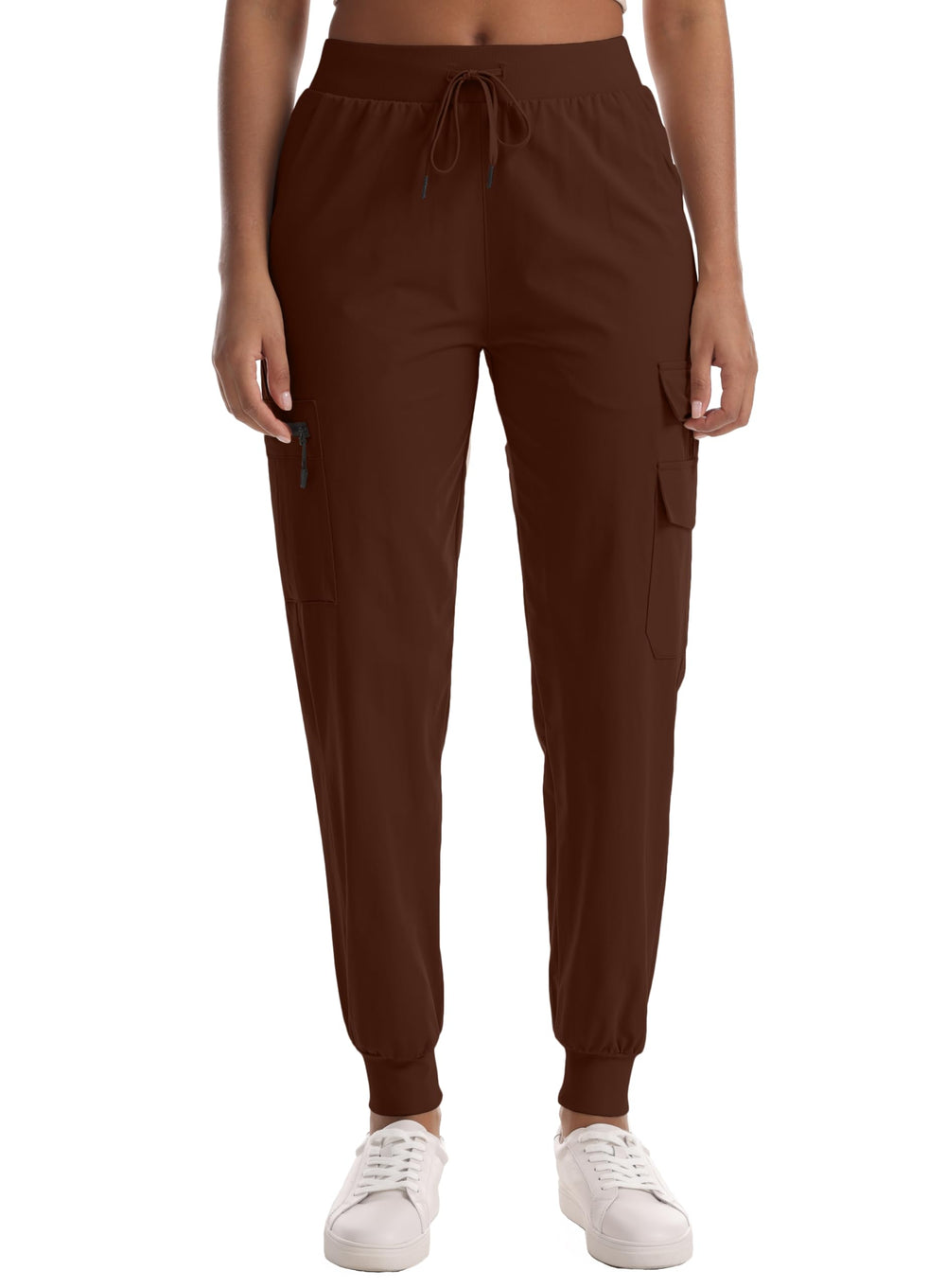 Zsenoxaxi coffee joggers with front zippered pocket for quick-access essentials