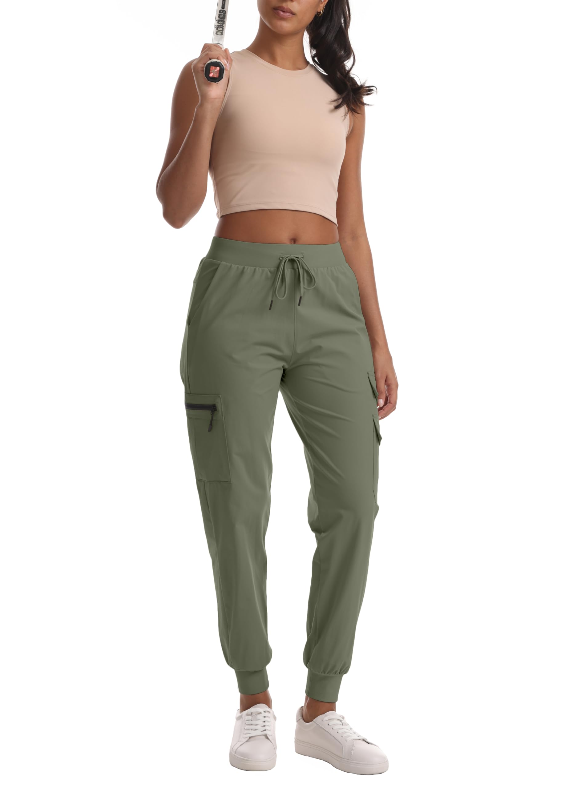 Zsenoxaxi cargo joggers in dark khaki highlight style and practicality for travel.
