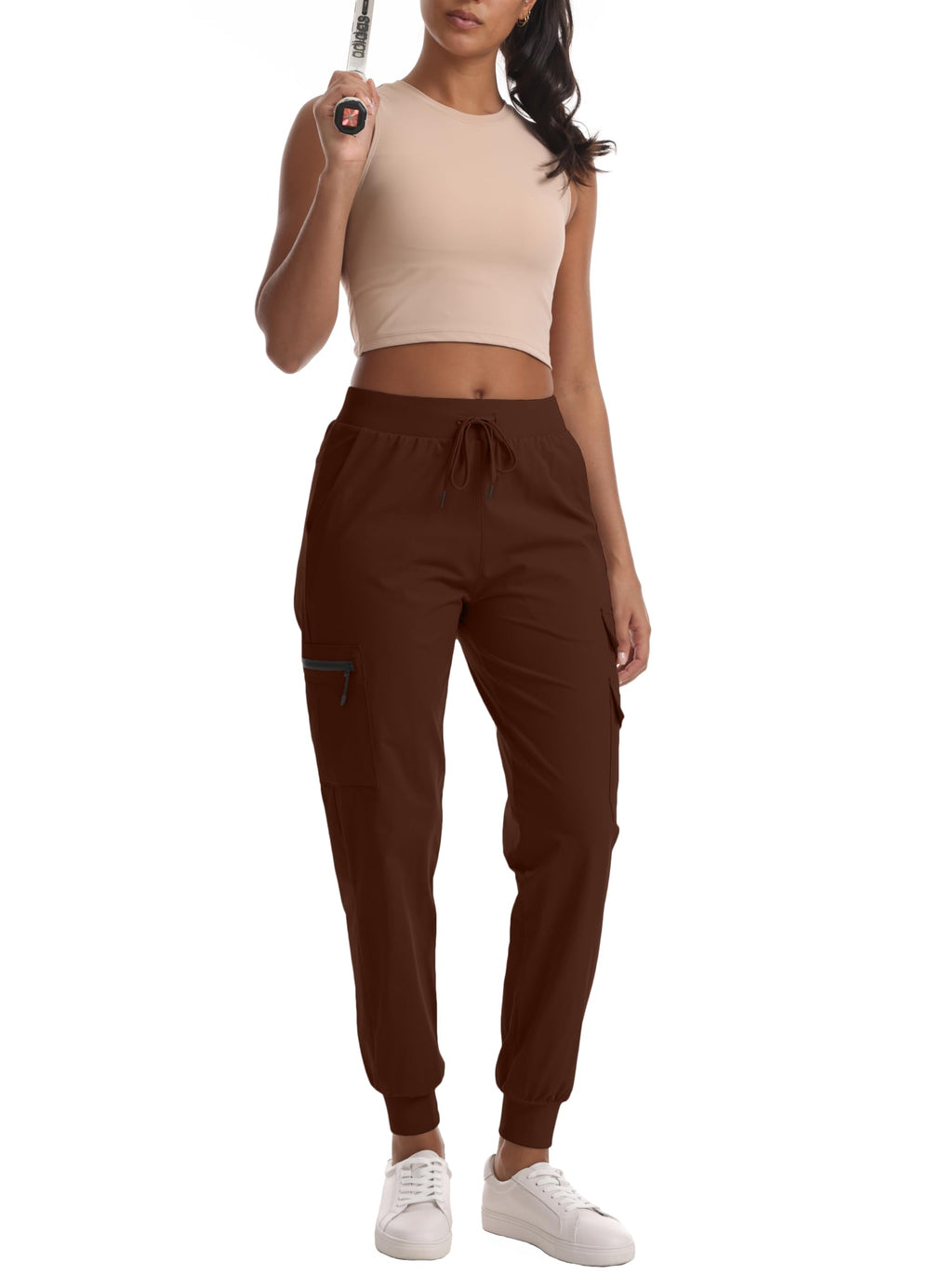 Zsenoxaxi cargo joggers hem detail coffee for mobility and casual outdoor wear