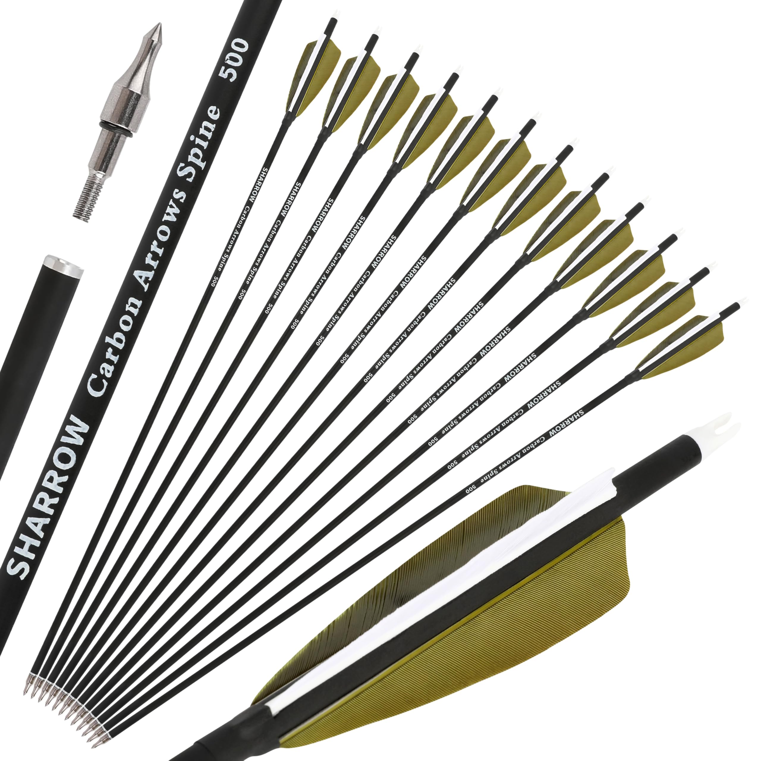 ZSHJGJR 30inch olive green carbon arrow shaft for precise target practice