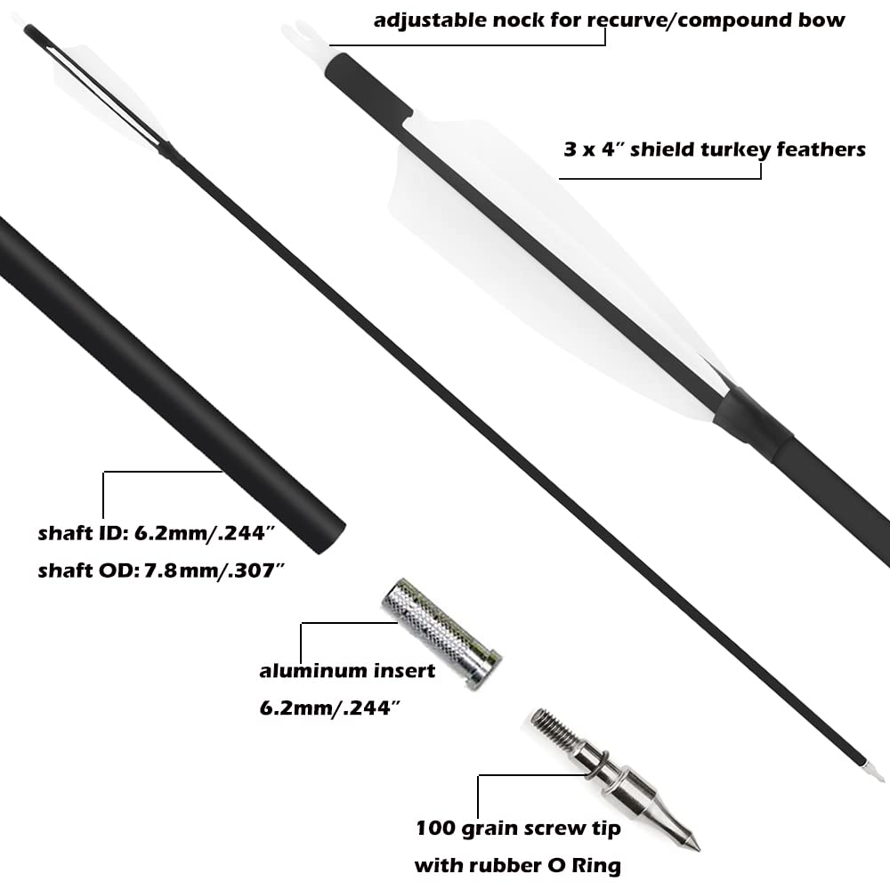 ZSHJGJR 12-pack carbon arrows ready for range training
