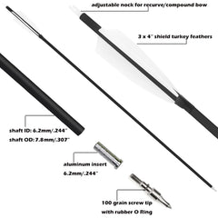 ZSHJGJR 12-pack carbon arrows ready for range training