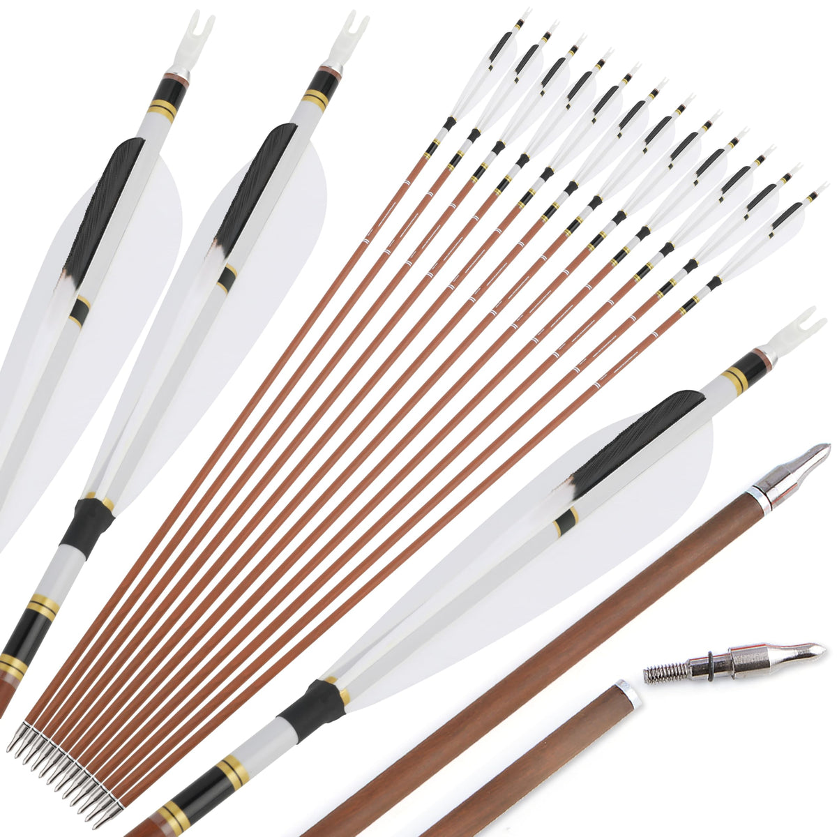 ZSHJGJR 31-inch carbon arrow with wood grain spine 340 for precise target practice.