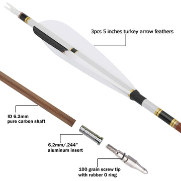 ZSHJGJR 31-inch carbon arrow with wood grain spine 500 for balanced performance.