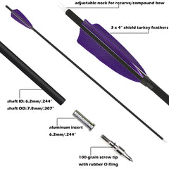 ZSHJGJR 4 inch turkey feather fletching on arrows for improved stabilization