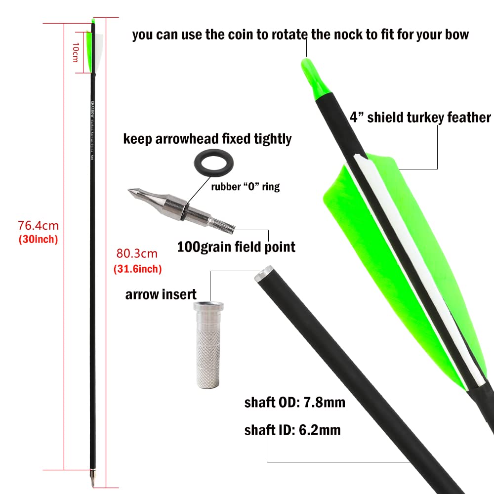 ZSHJGJR 4-inch turkey feather fletching enhances flight stability.
