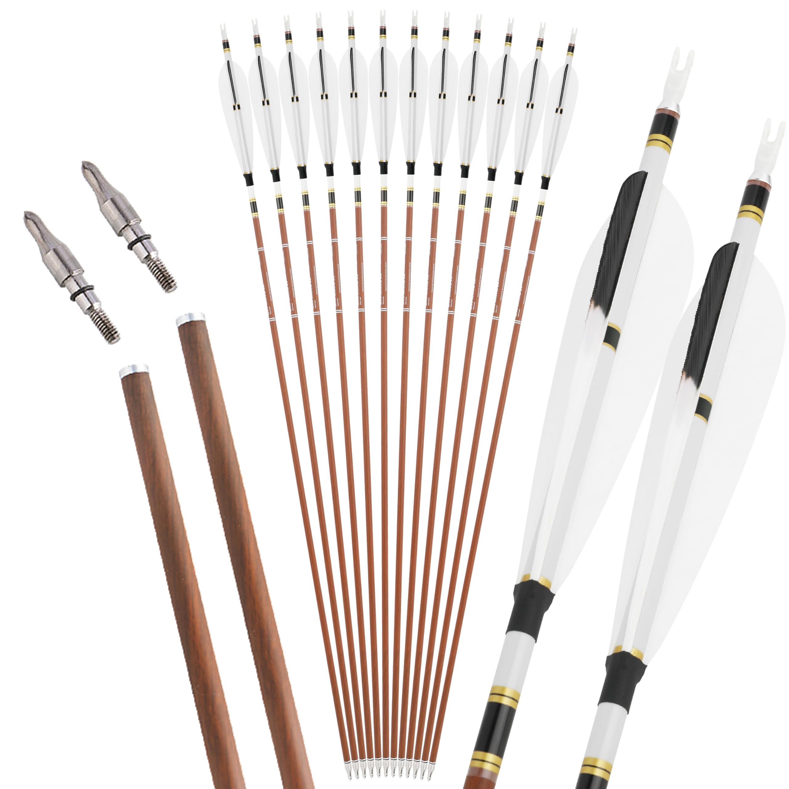 ZSHJGJR arrow features 5-inch turkey feathers for stable flight.