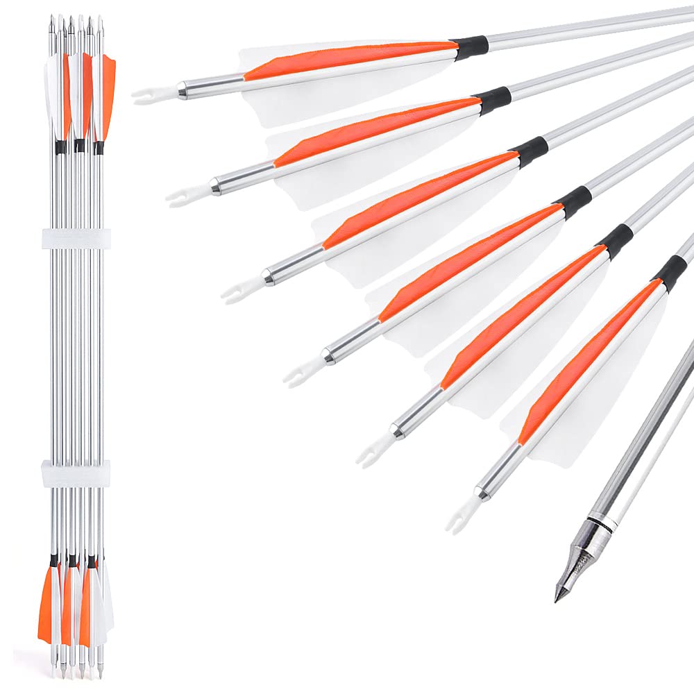 ZSHJGJR 31-inch aluminum arrows with 500 spine deliver steady flight for hunting and target practice.