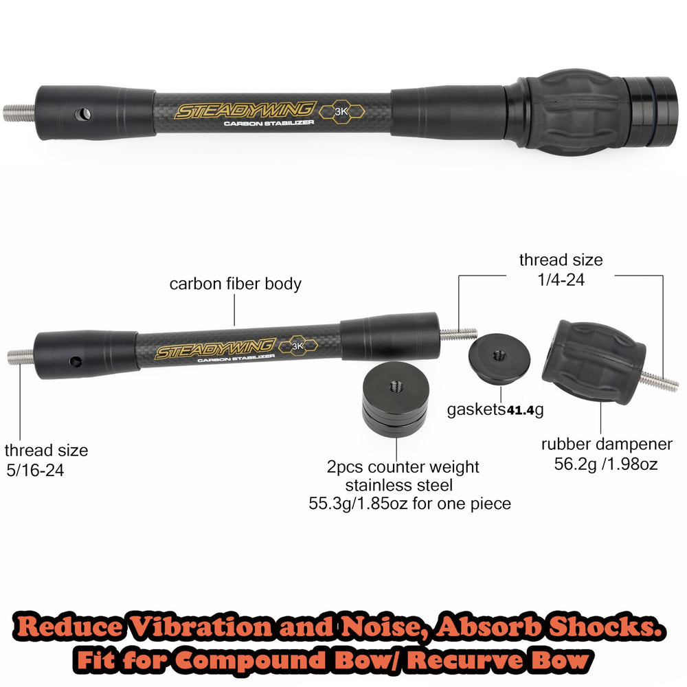 ZSHJGJR archery bow stabilizer 10-inch with detachable weights