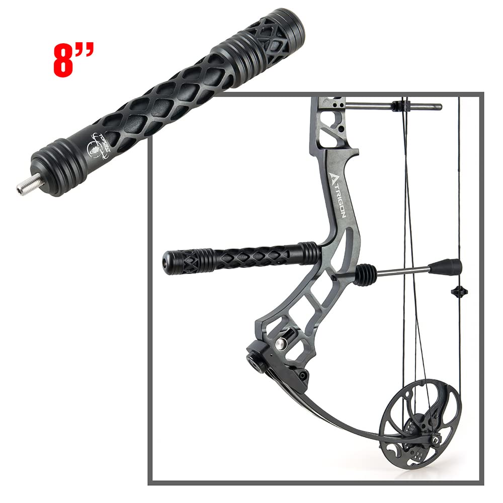 ZSHJGJR 8inch stabilizer mounted on compound bow for steadier stance.