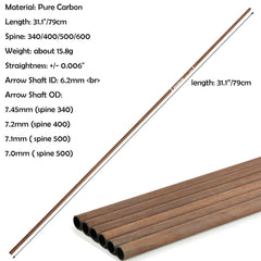 ZSHJGJR pure carbon arrow shaft 31inch spine 500 balances weight and strength.