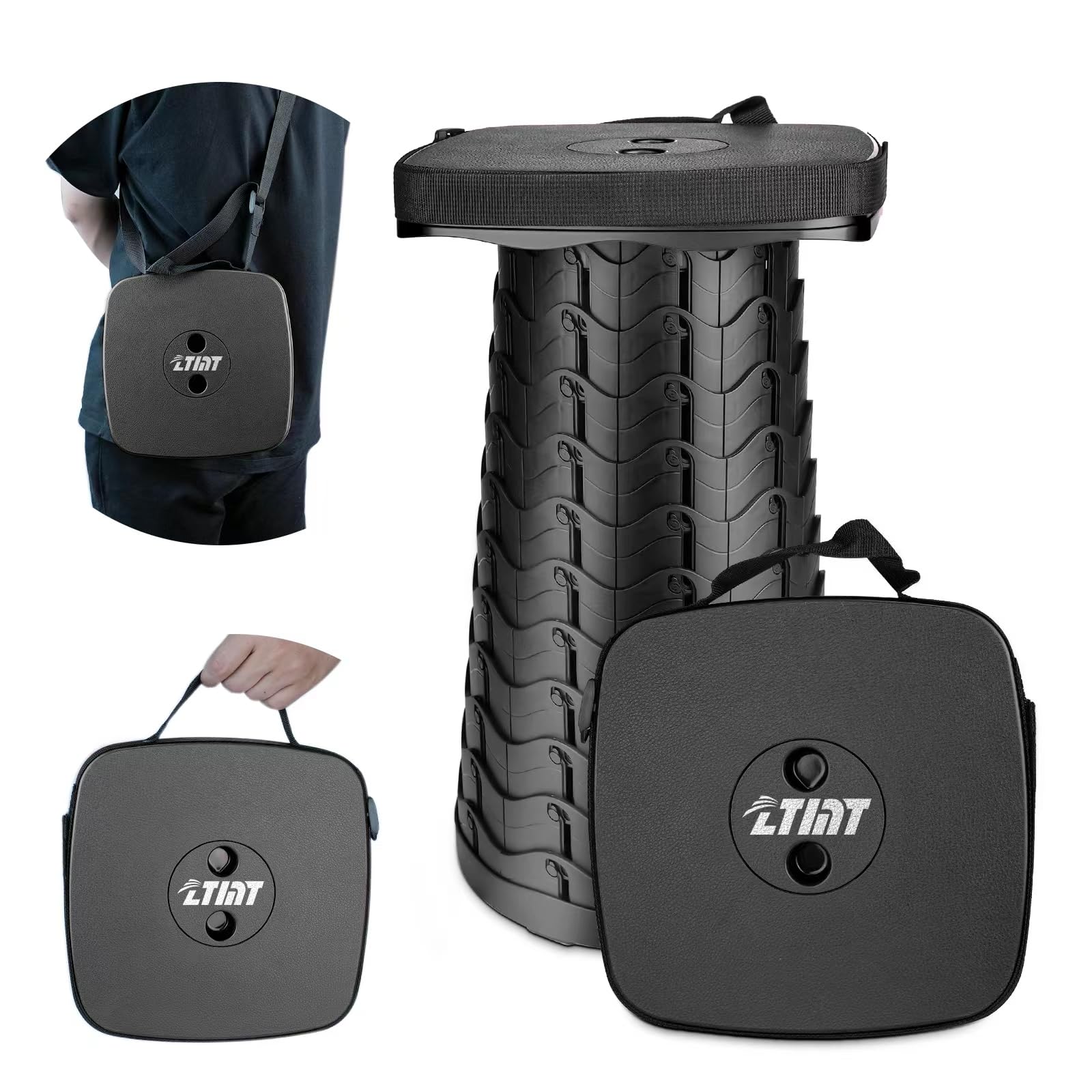 ZTMT upgraded square folding stool folded for portable outdoor seating on camping trips