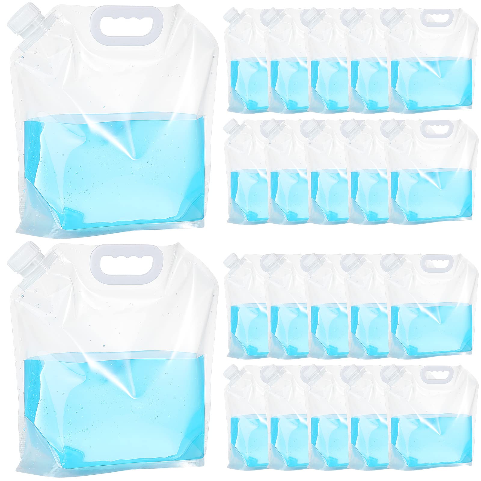 Zubebe emergency water bag showing 1.3-gallon capacity for camping hydration.