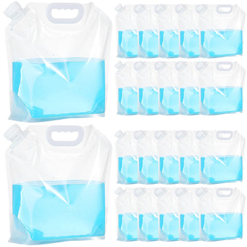 Zubebe emergency water bag showing 1.3-gallon capacity for camping hydration.