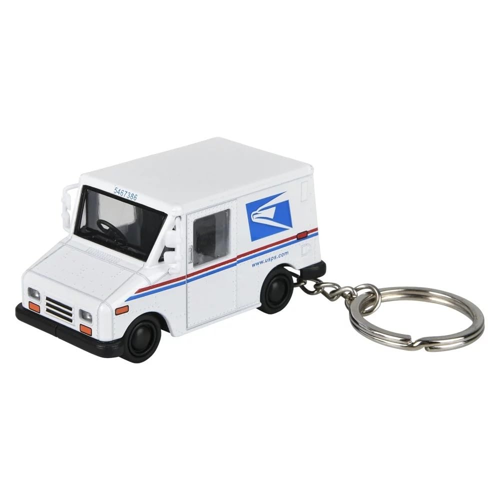 Zugar Land metal postal truck keychain detail highlighting authentic post office styling.