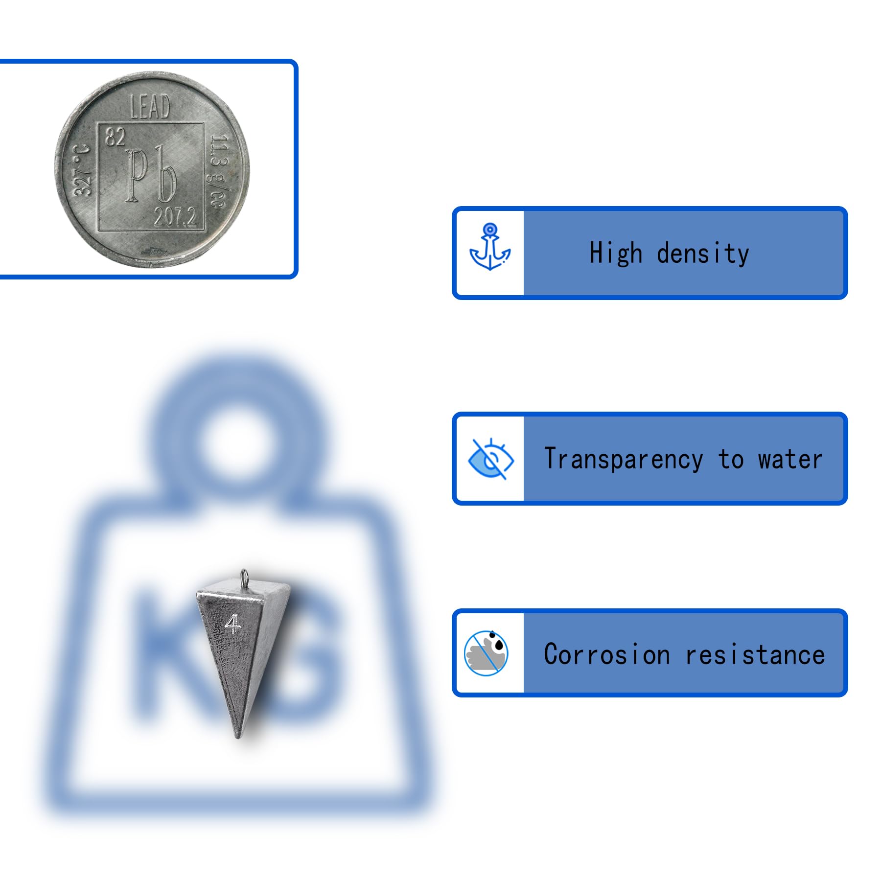 Lead pyramid sinkers for saltwater fishing