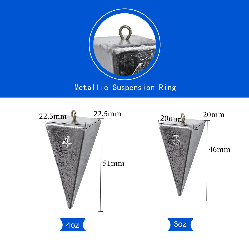 Pyramid sinker with metallic suspension ring