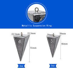 Pyramid sinker with metallic suspension ring