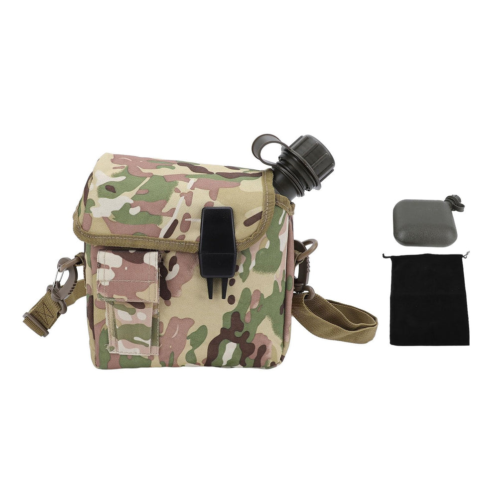 D-shaped buckle attached to belt for secure, hands-off gear carrying.