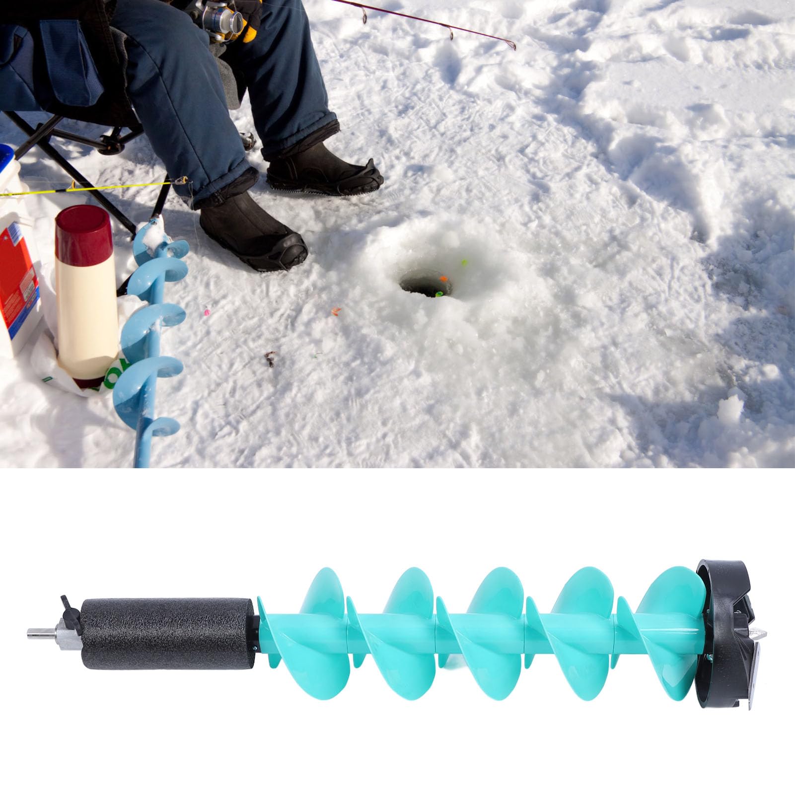 Zunate ice auger has a 6-inch diameter for standard ice holes.
