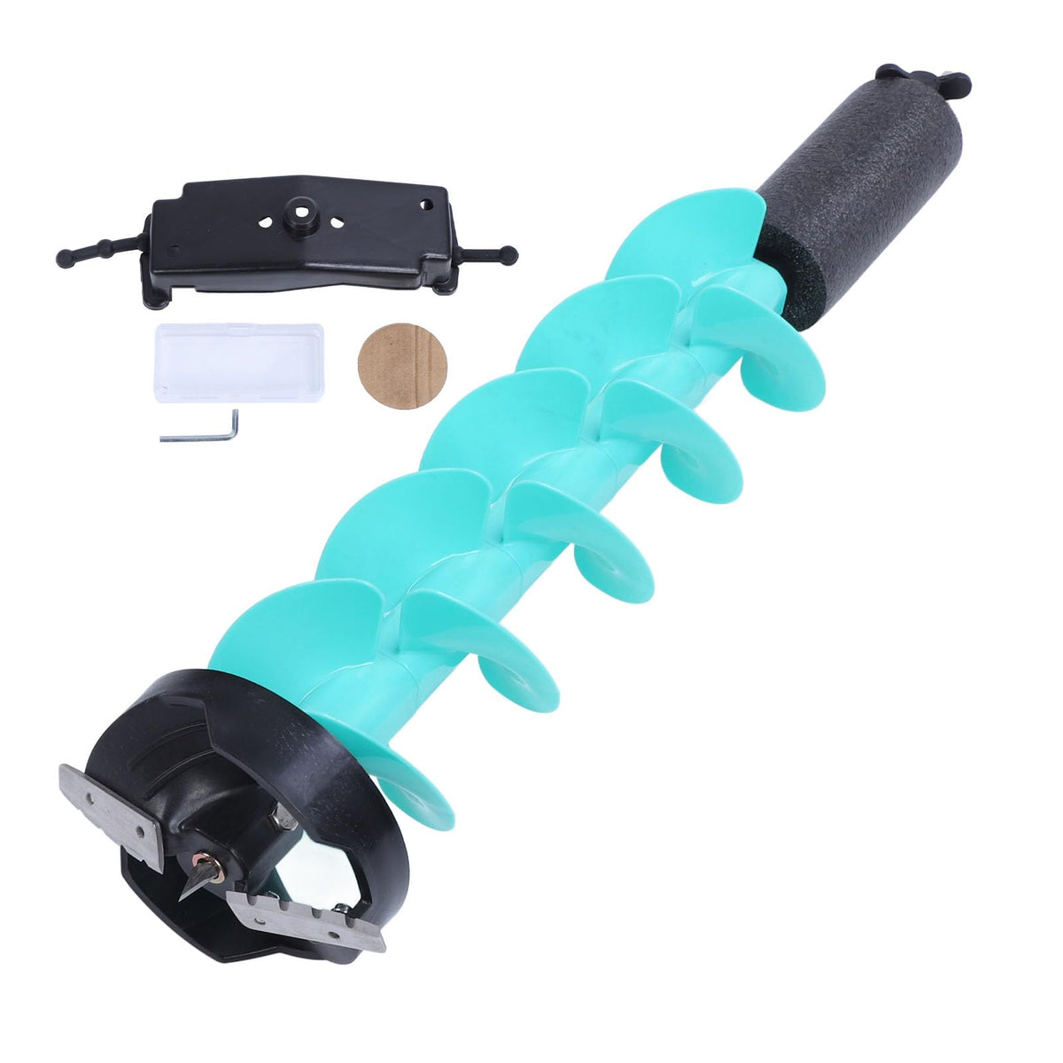 Zunate ice auger with heavy-duty nylon body maintains flexibility in cold conditions.
