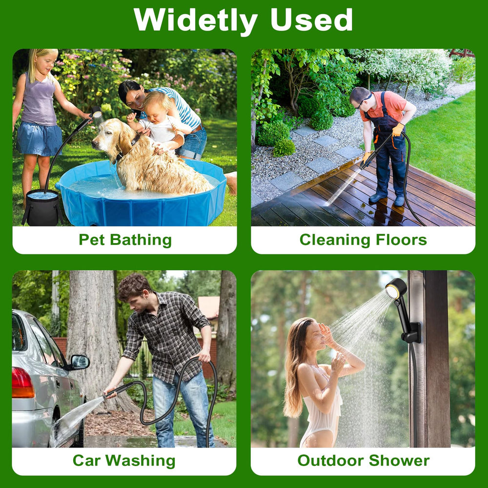 ZWJBSGY portable shower 4-in-1 head with drizzle to jet options.