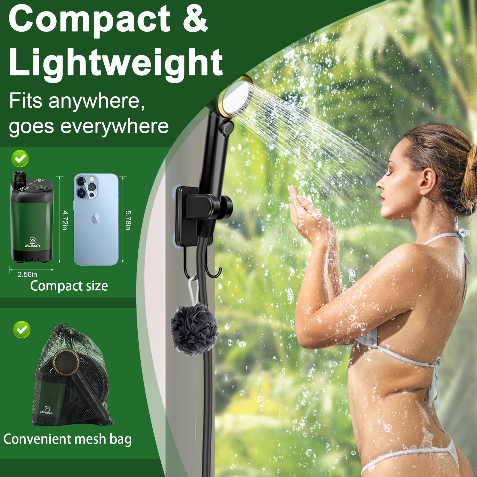 ZWJBSGY outdoor shower high-pressure spray for cleaning gear and pets.