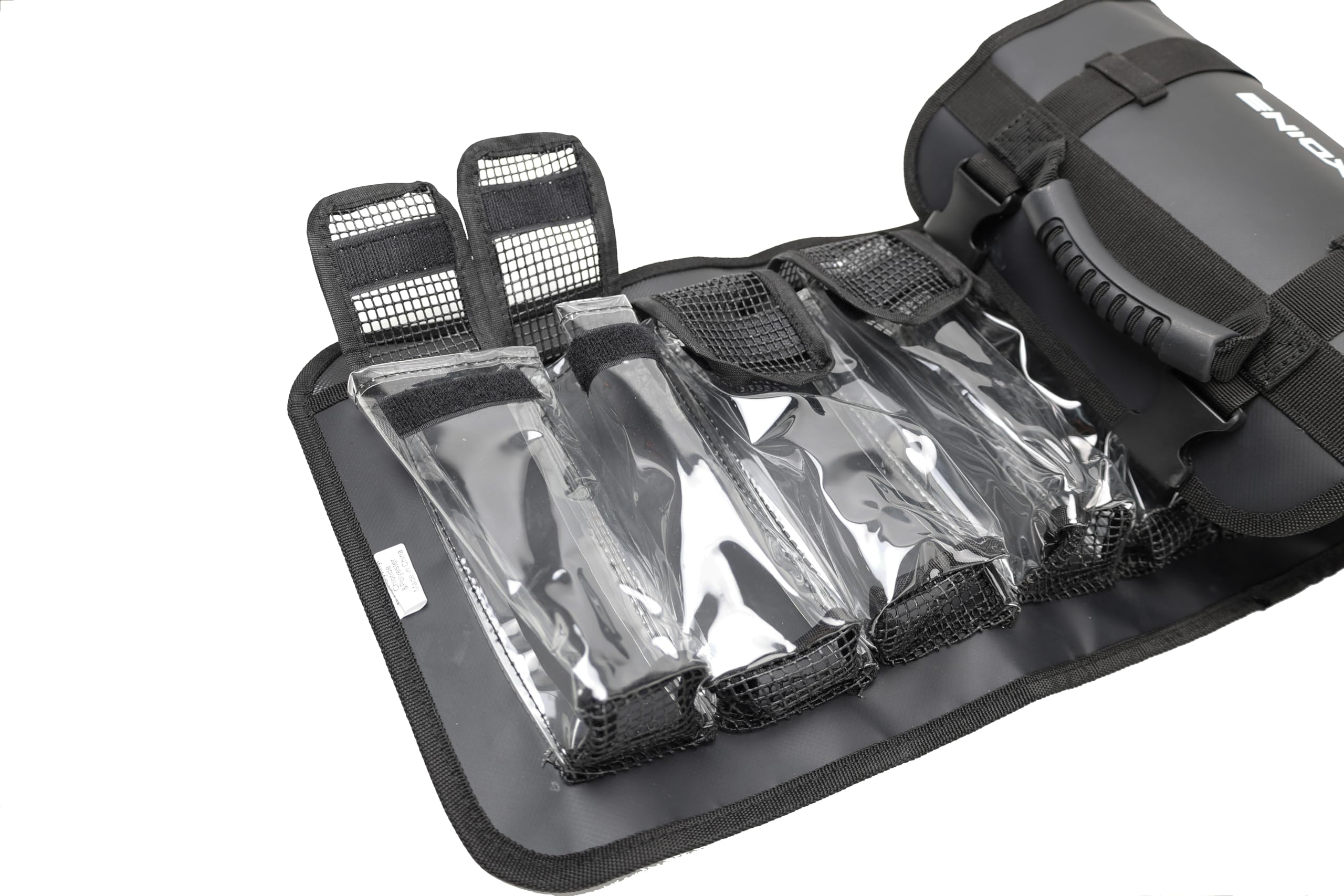 Close-up of compartments with drainage mesh