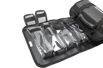 Close-up of compartments with drainage mesh