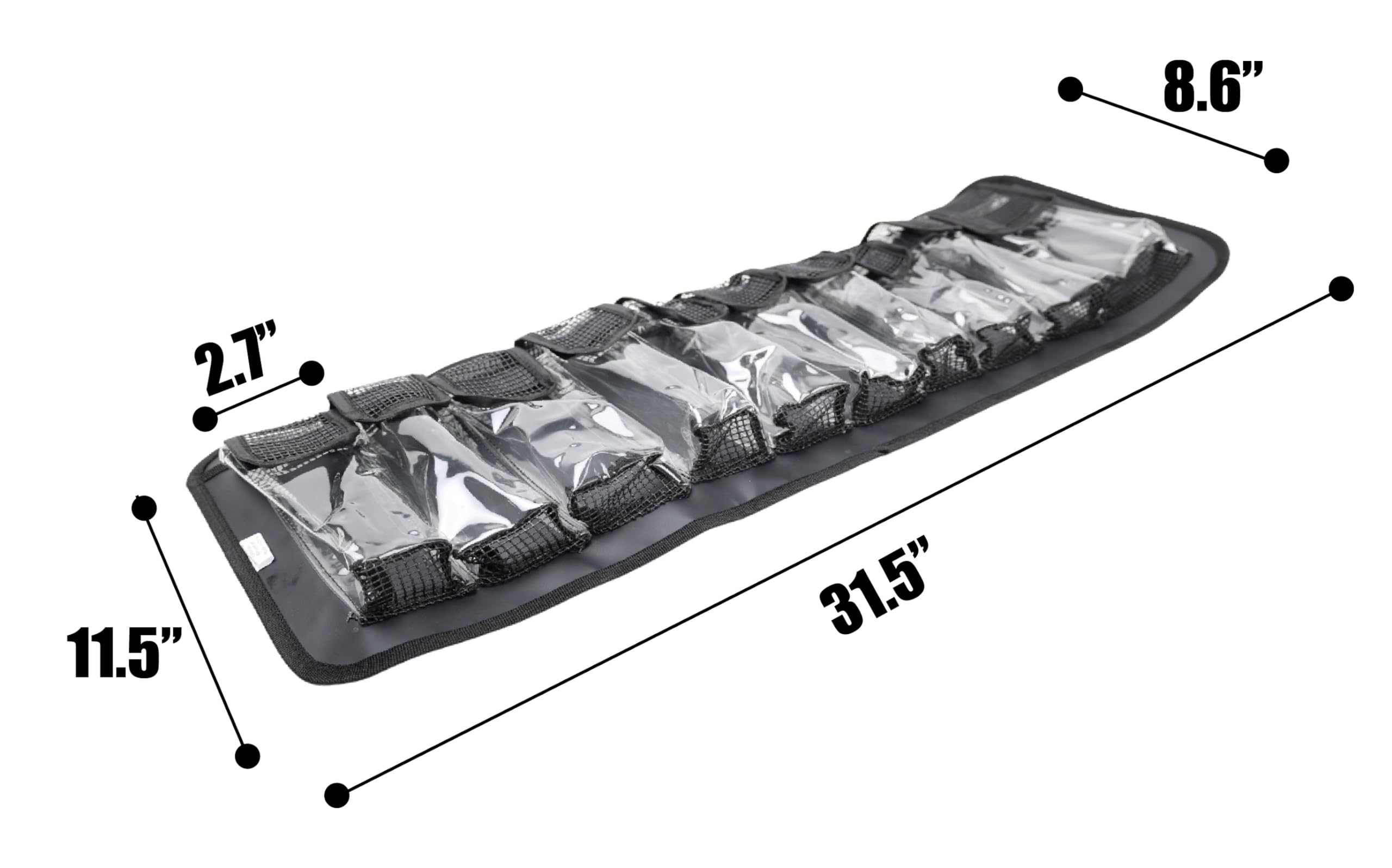 Pouch in use showing organized lures and tools