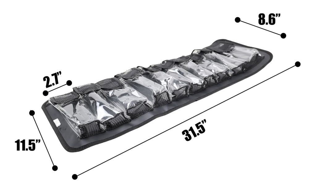 Pouch in use showing organized lures and tools