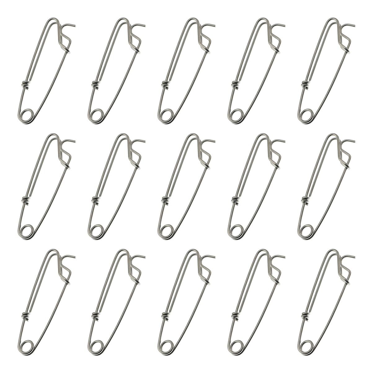ZYAMY 15pcs stainless steel tackle clips 8x2cm – front view