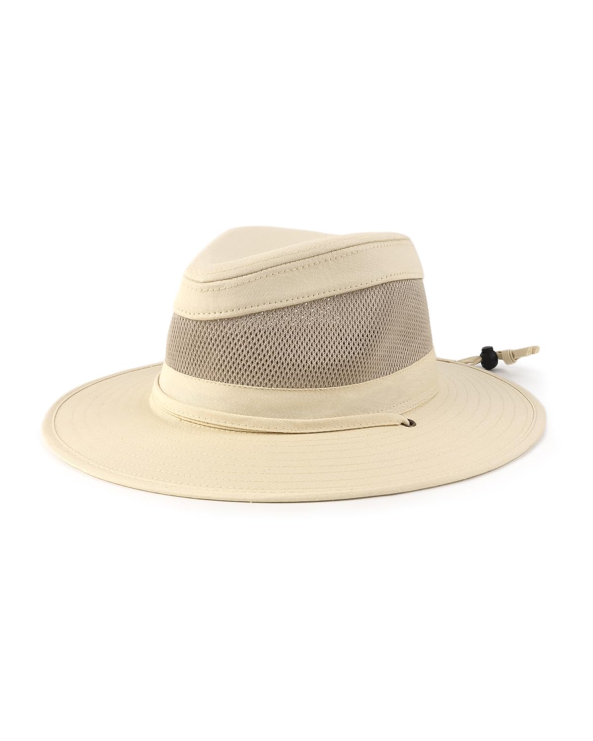 Beige Zylioo large mesh crown safari hat with breathable mesh and wide brim