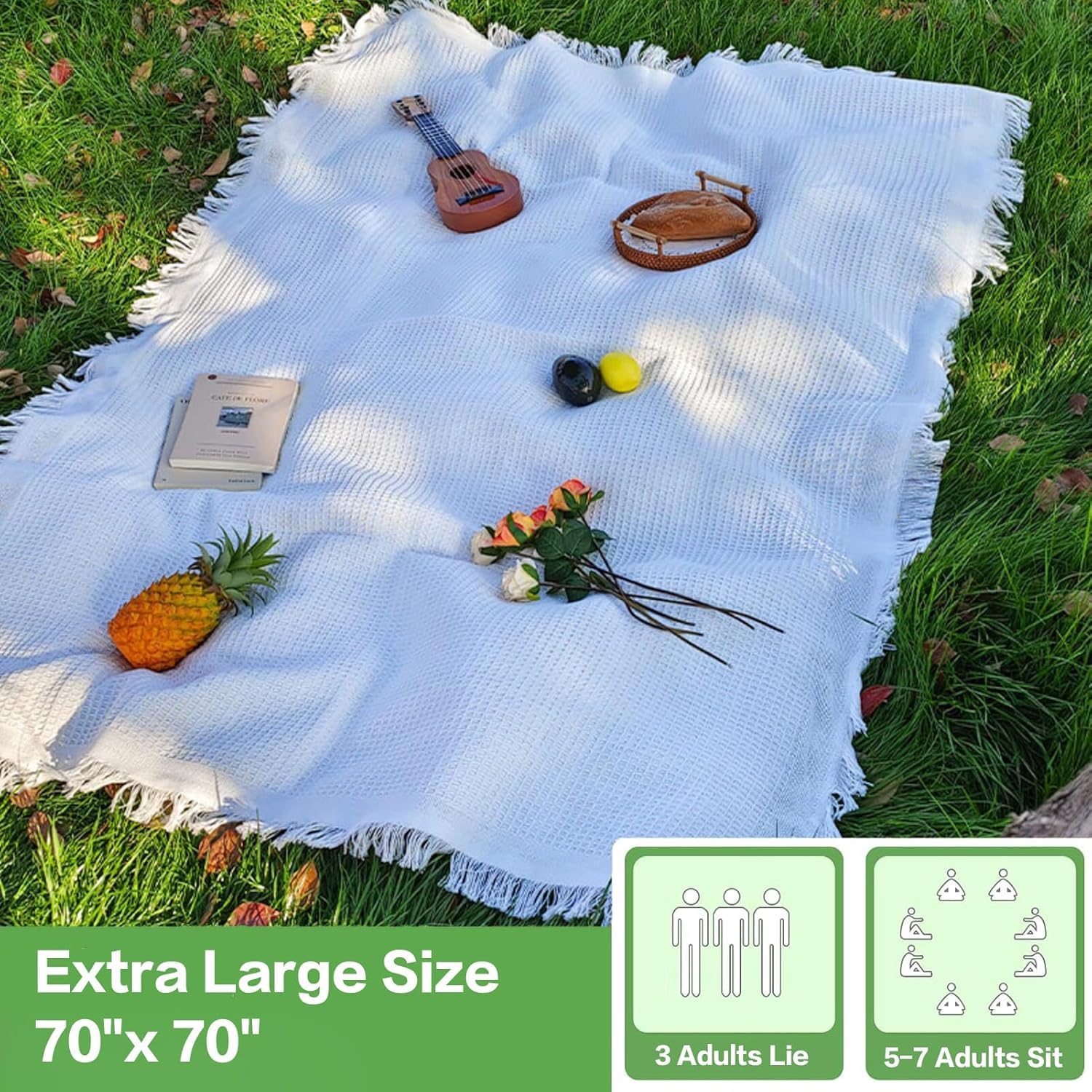 Zyntrytong picnic blanket available in cream, white, khaki colors