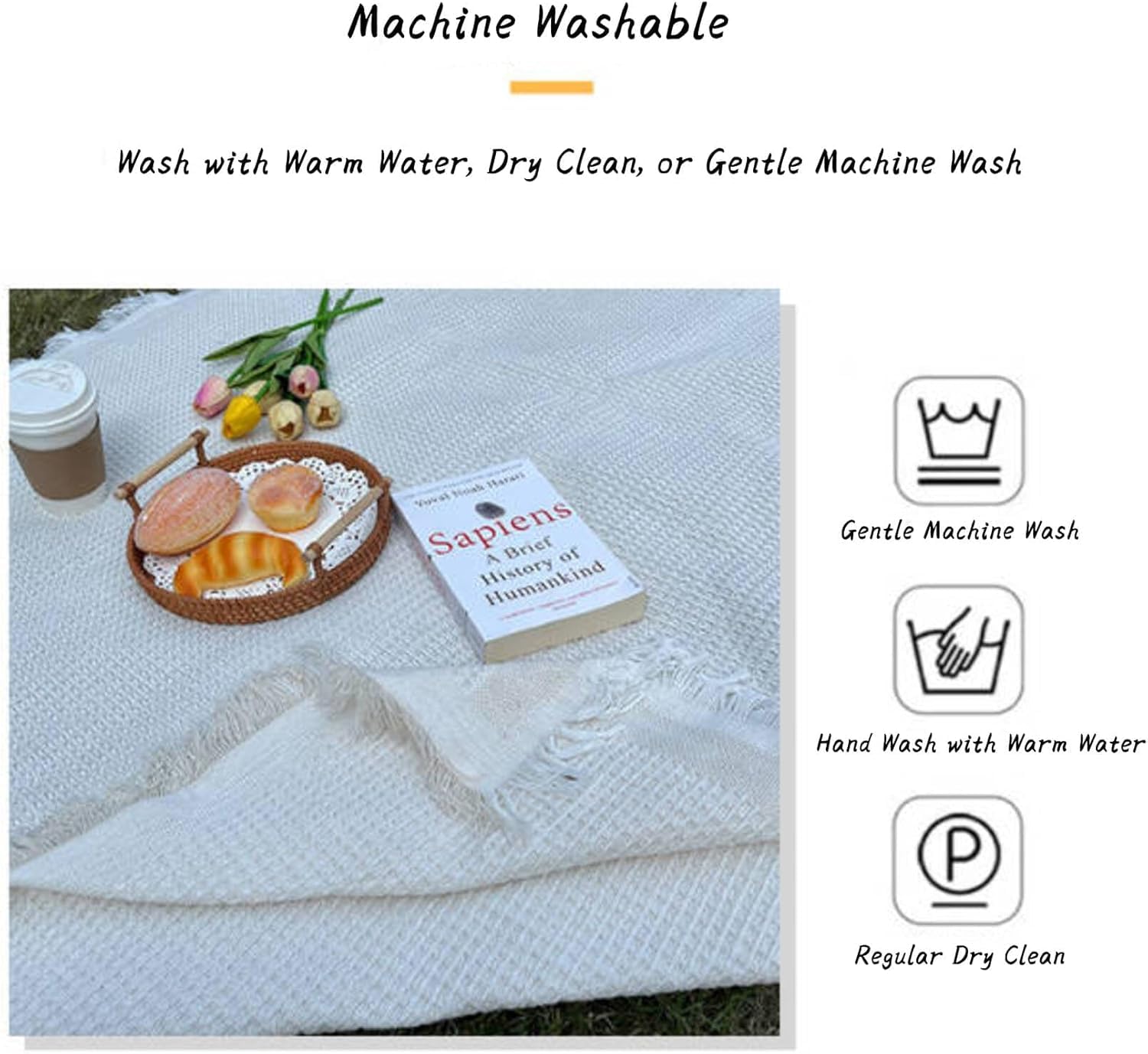 Zyntrytong picnic blanket in washing machine demonstrating easy cleaning
