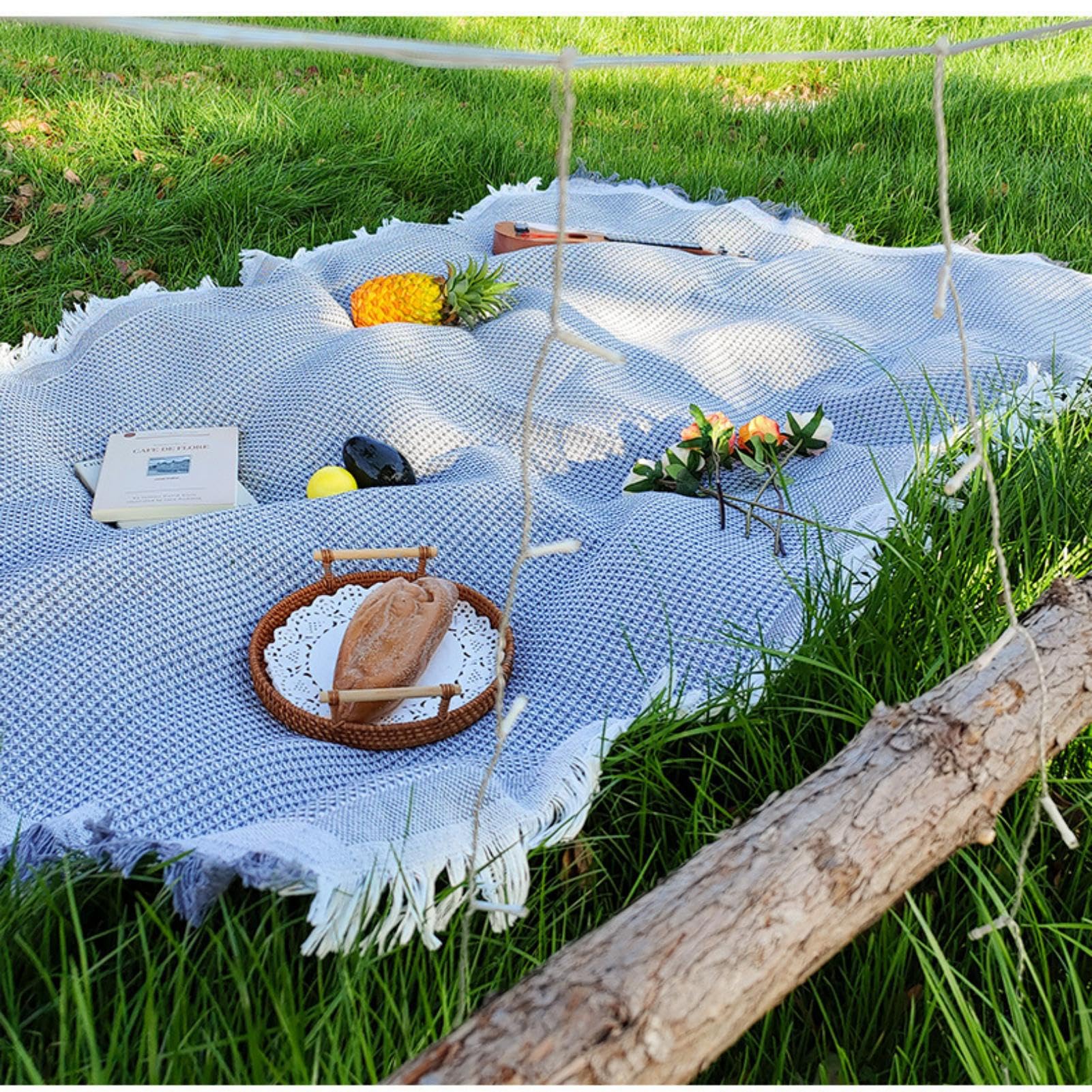 Zyntrytong picnic blanket showing waterproof bottom layer on ground