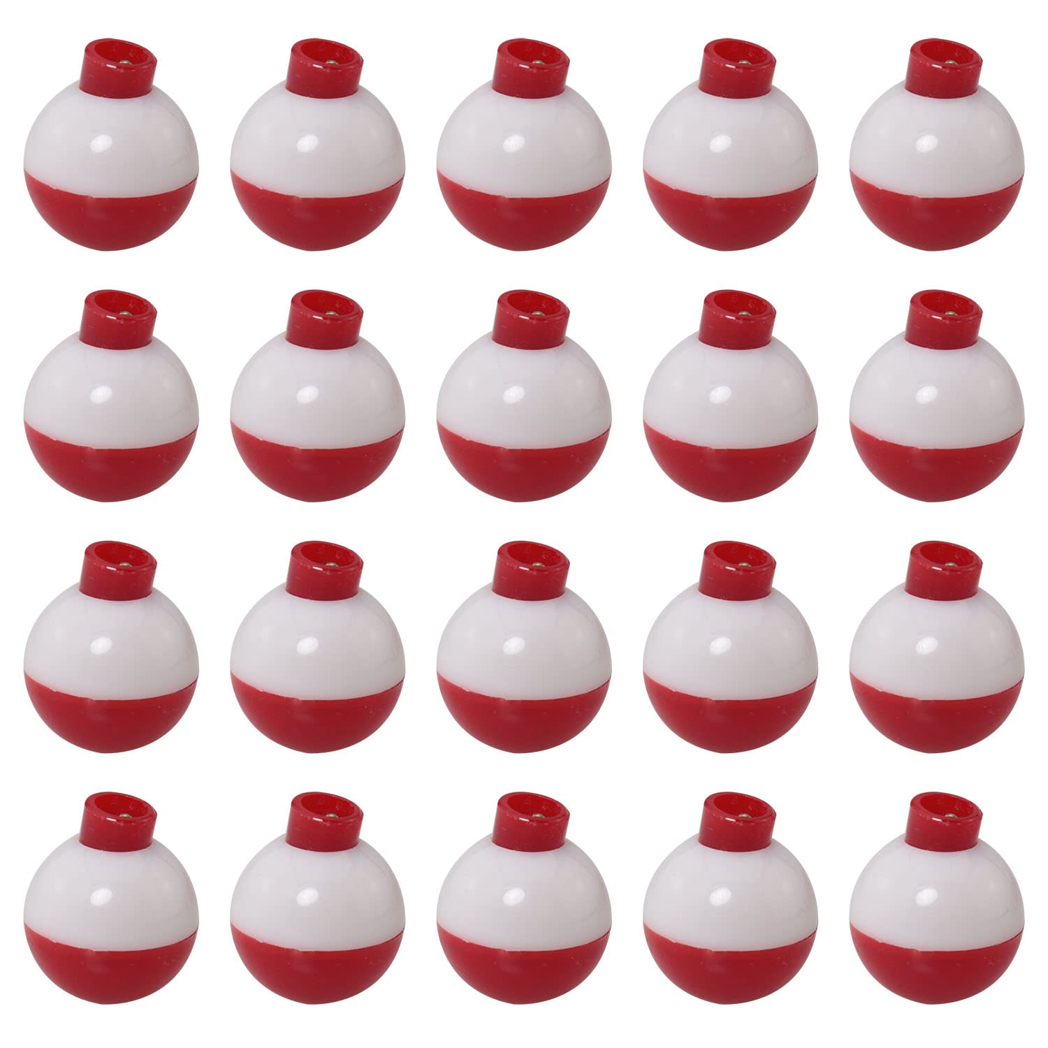Red and white ABS fishing bobber set, 20 pieces, 13mm