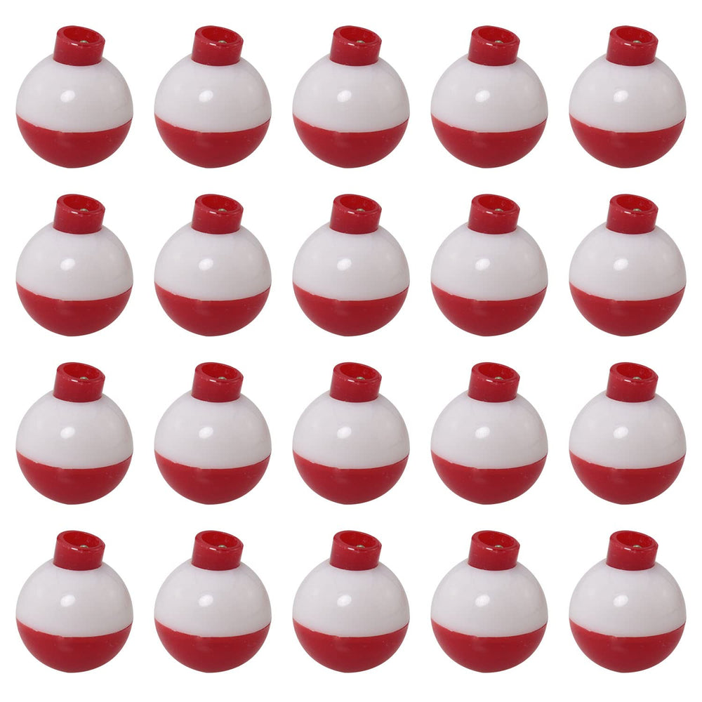 Red and white ABS fishing bobber set, 20 pieces, 13mm