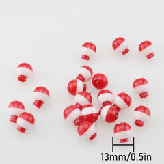 Snap-on fishing floats in red and white, 20 pack