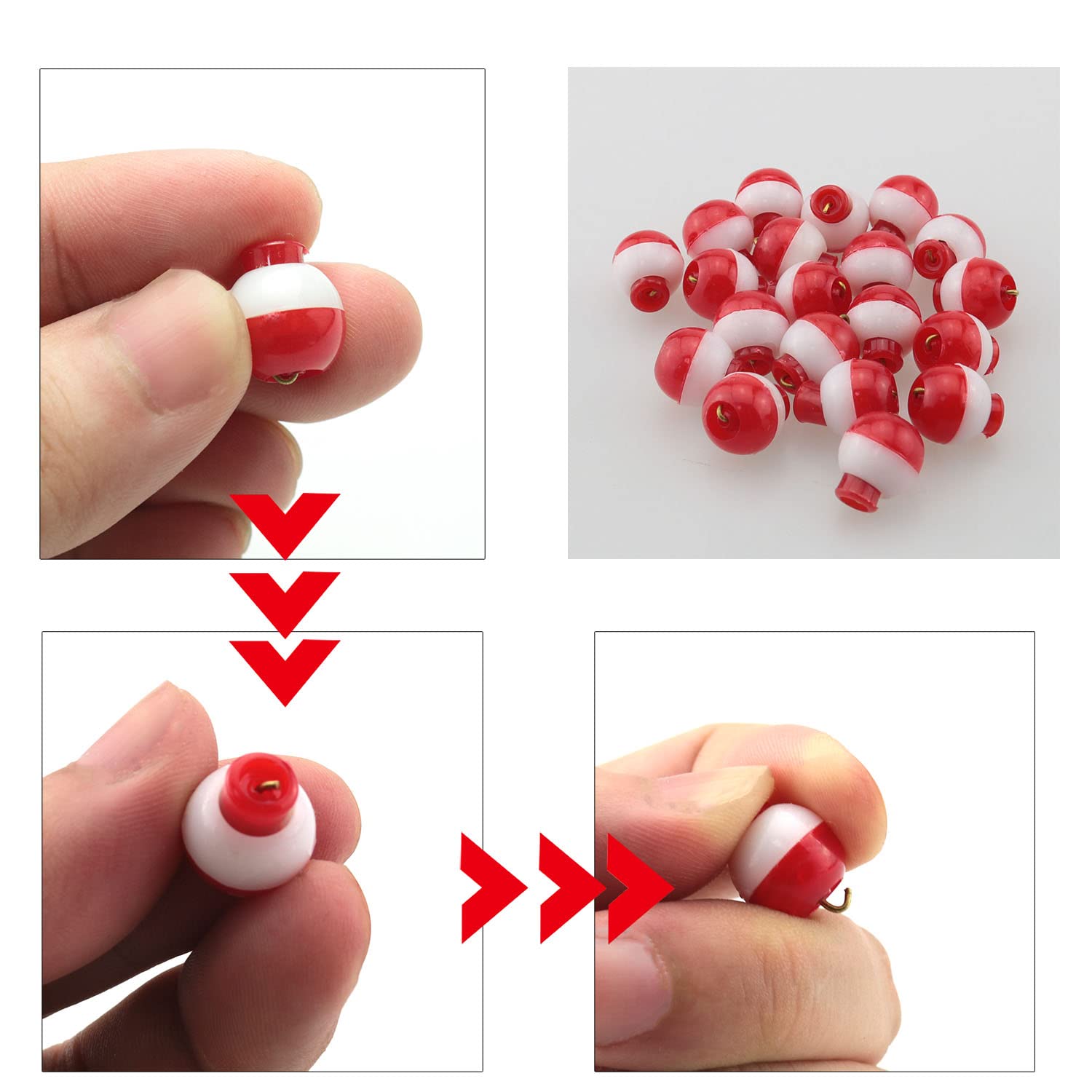 20 pcs fishing buoy 0.51 inch red and white