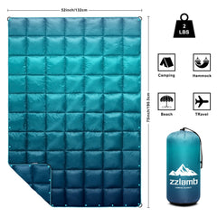 zzlamb camping blanket demonstrates hands-free warmth with poncho clip