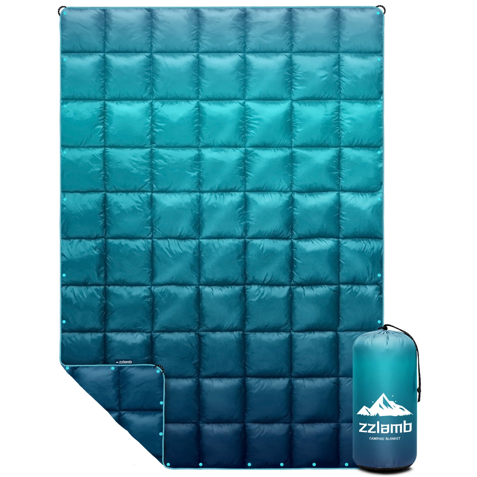 zzlamb camping blanket lake blue fade folded for compact travel warmth