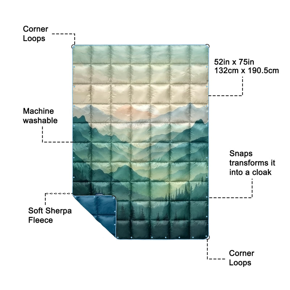 zzlamb camping blanket puffy color variation options for outdoor style.
