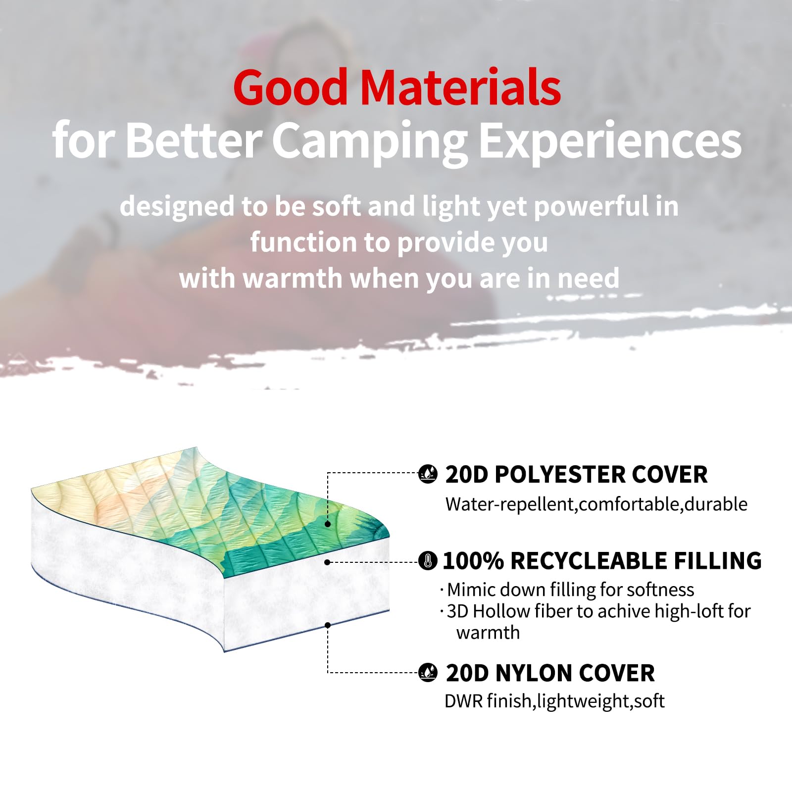 zzlamb camping blanket puffy durable fabric resists wind and water.